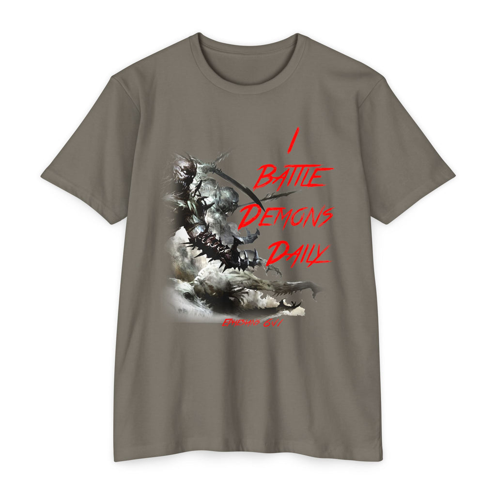 Battle Demons Daily Unisex T-Shirt, Motivational Tee, Gift for Gamers, Unique Graphic Tee, Casual Wear for Every Day, Comfortable Clothing