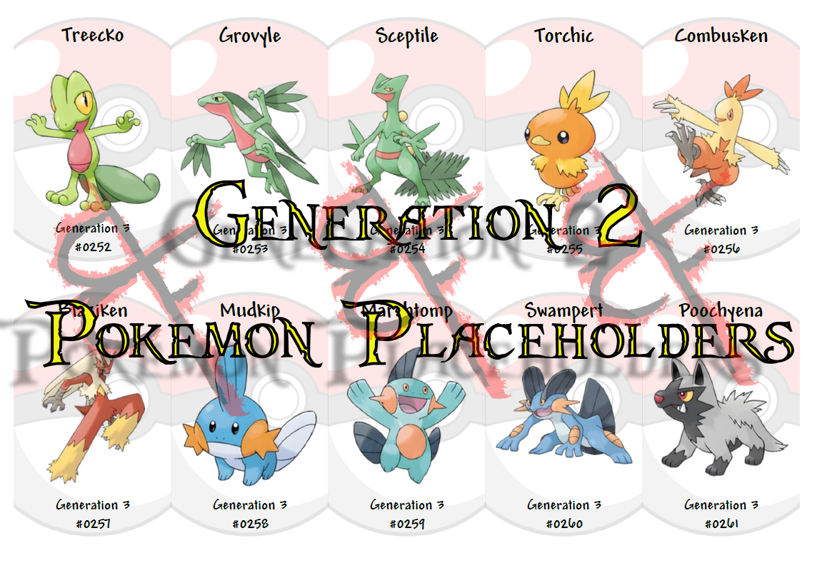 Pokemon - Generation 1 Binder Placeholders