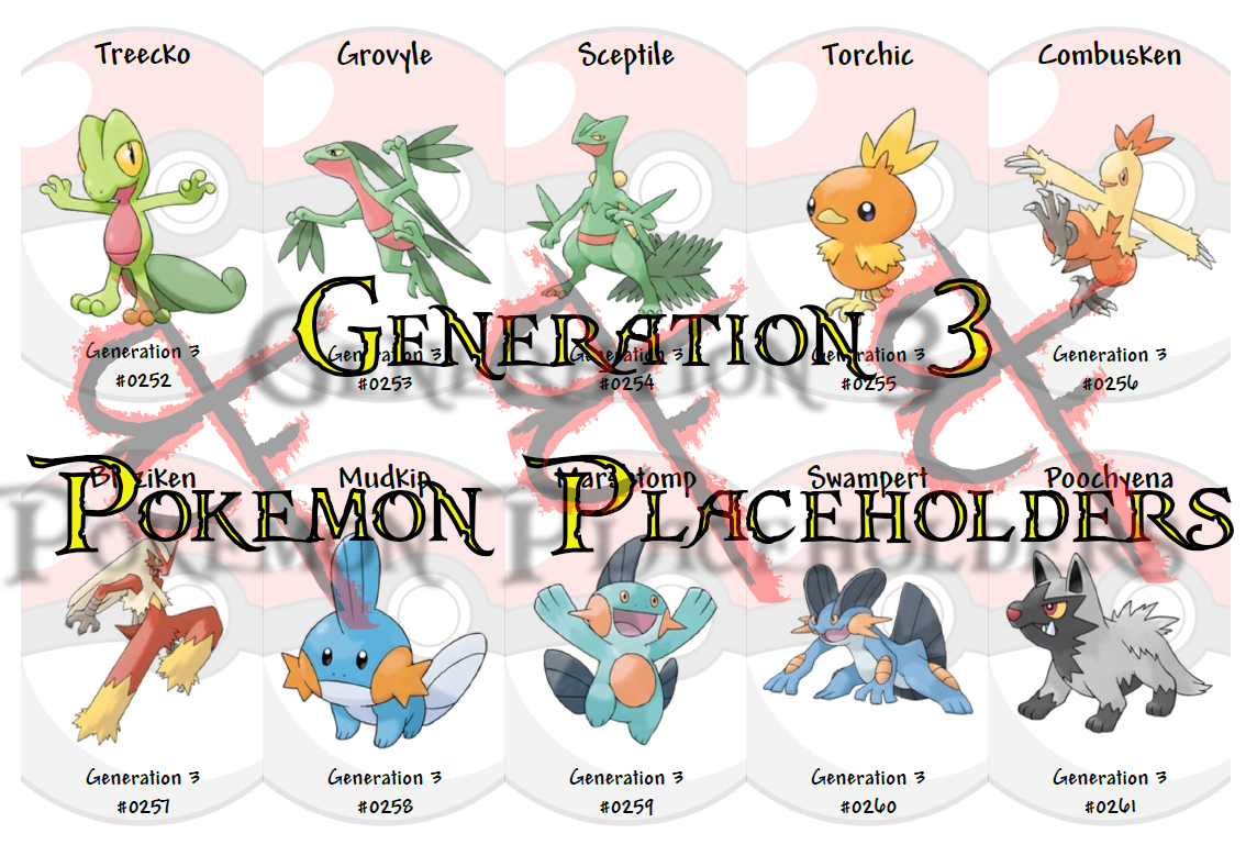 Pokemon - Generation 3 Binder Placeholders